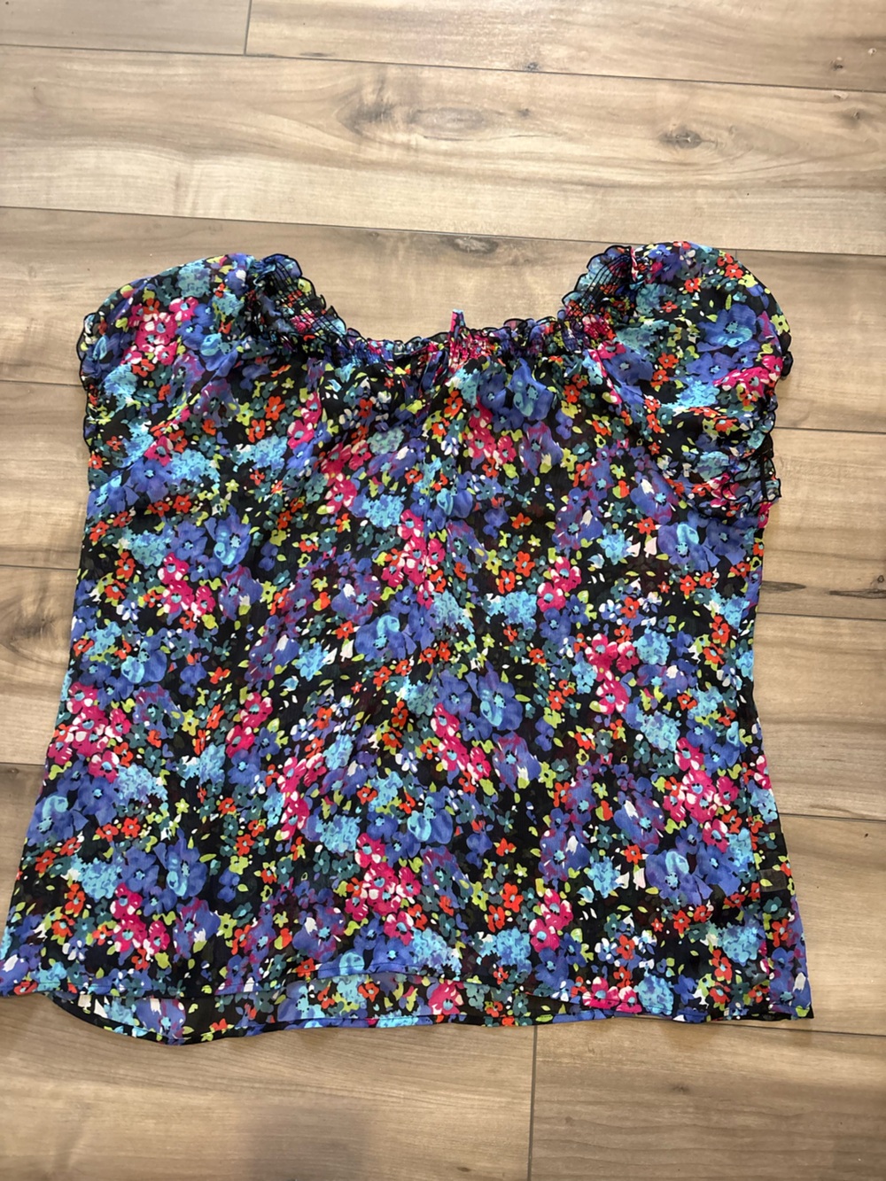 Floral Off-Shoulder Women’s Top in Black Multi size 2x